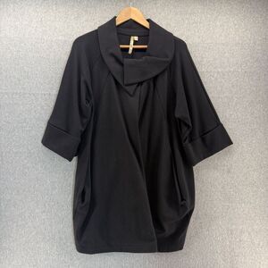 Comfy USA Womens Small Black Cowl Neck Coat Jacket Cape Short Sleeve Cape Topper